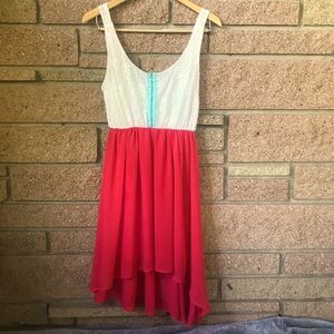 White Lace Orange Chiffon Daytrip Dress